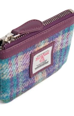 Harris Tweed Coin Purse -Best Fashion Shoes Shop CT05051GREENPURPLEPLAID 2