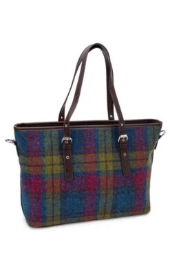 Harris Tweed Spey Tote Bag -Best Fashion Shoes Shop CT15029RRASPBLUEGREEN 1