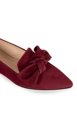 Suede Bow Slipper -Best Fashion Shoes Shop TA00337BURGUNDY 1