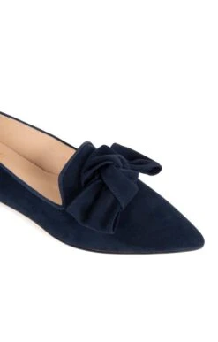 Suede Bow Slipper -Best Fashion Shoes Shop TA00337NAVY 1