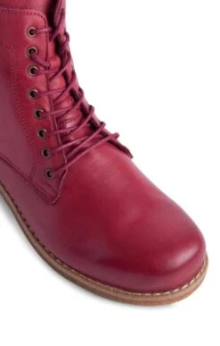 Ladies Lace Up Leather Boot -Best Fashion Shoes Shop TA00380BORDO 2