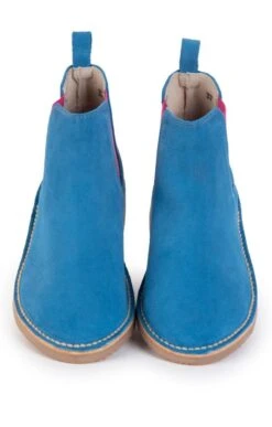 Ladies Suede Chelsea Boot -Best Fashion Shoes Shop TA00389BLUEPINK 3