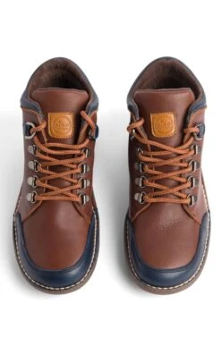 Ladies Two Tone Leather Boot -Best Fashion Shoes Shop TA00390BROWNNAVY 4