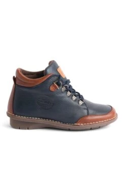 Ladies Two Tone Leather Boot -Best Fashion Shoes Shop TA00390NAVYDKBROWN 1