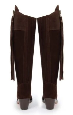 Ladies Suede Riding Boot -Best Fashion Shoes Shop TA04217DKBROWN 7