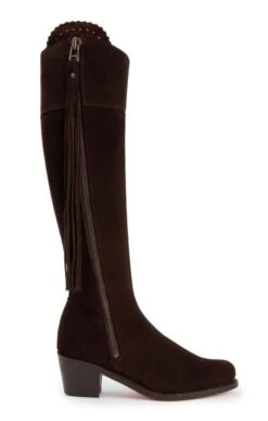 Ladies Extra Fit Suede Riding Boot -Best Fashion Shoes Shop TA04227DKBROWN 1 1