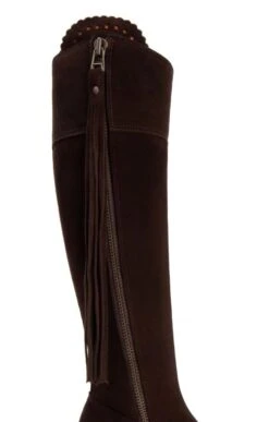 Ladies Extra Fit Suede Riding Boot -Best Fashion Shoes Shop TA04227DKBROWN 3
