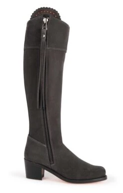 Ladies Extra Fit Suede Riding Boot -Best Fashion Shoes Shop TA04227GREY 1 1