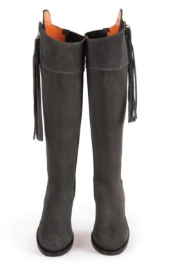 Ladies Extra Fit Suede Riding Boot -Best Fashion Shoes Shop TA04227GREY 5