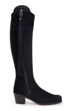 Ladies Extra Fit Suede Riding Boot -Best Fashion Shoes Shop TA04227NAVY 1 1