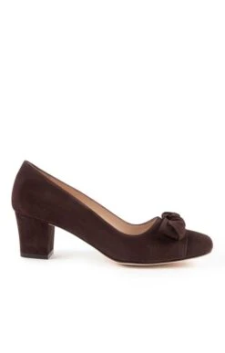 Mid Heel Suede Bow Shoe -Best Fashion Shoes Shop TA05012BROWN 1