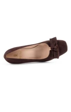 Mid Heel Suede Bow Shoe -Best Fashion Shoes Shop TA05012BROWN 3