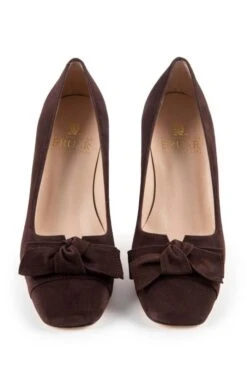Mid Heel Suede Bow Shoe -Best Fashion Shoes Shop TA05012BROWN 5