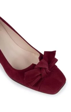 Mid Heel Suede Bow Shoe -Best Fashion Shoes Shop TA05012BURGUNDY 2