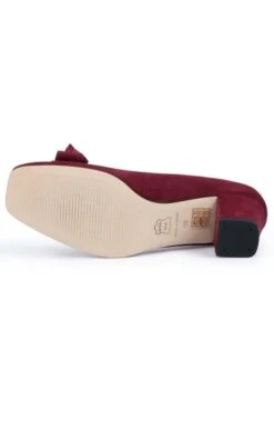 Mid Heel Suede Bow Shoe -Best Fashion Shoes Shop TA05012BURGUNDY 3