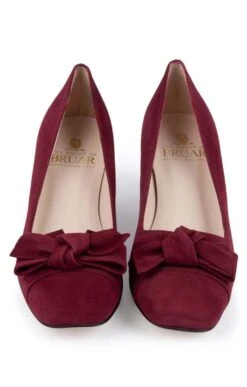 Mid Heel Suede Bow Shoe -Best Fashion Shoes Shop TA05012BURGUNDY 4