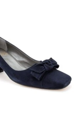 Mid Heel Suede Bow Shoe -Best Fashion Shoes Shop TA05012NAVY 1