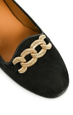 Suede Pump With Chain -Best Fashion Shoes Shop TA05356BLACK 3