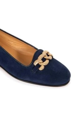 Suede Pump With Chain -Best Fashion Shoes Shop TA05356NAVY 1 1