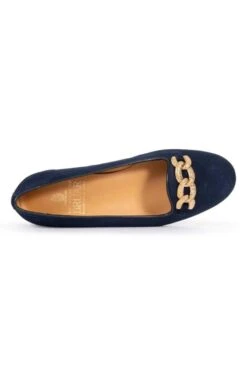 Suede Pump With Chain -Best Fashion Shoes Shop TA05356NAVY 2 1