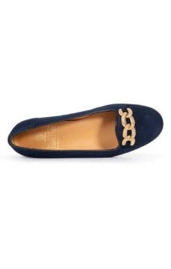 Suede Pump With Chain -Best Fashion Shoes Shop TA05356NAVY 2