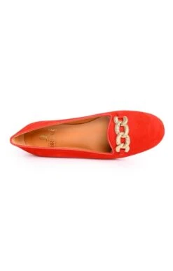 Suede Pump With Chain -Best Fashion Shoes Shop TA05356RED 1