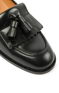 Leather Tassel Loafer -Best Fashion Shoes Shop TA05395BLACK 2