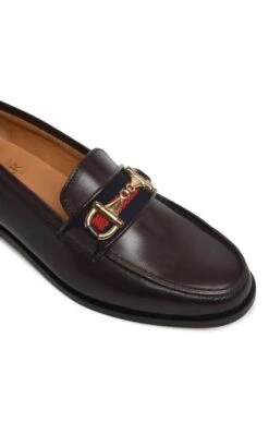 Leather Snaffle Loafer With Tape -Best Fashion Shoes Shop TA05415DARKBROWN 2