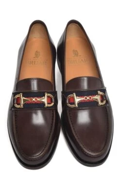 Leather Snaffle Loafer With Tape -Best Fashion Shoes Shop TA05415DARKBROWN 4 1
