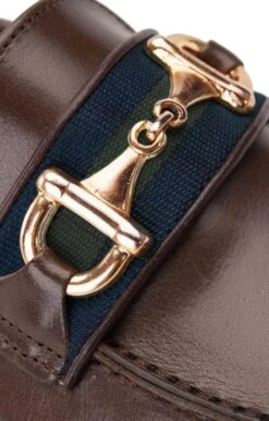 Leather Snaffle Loafer With Tape -Best Fashion Shoes Shop TA05415DARKBROWN 5 1