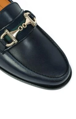 Leather Snaffle Loafer With Tape -Best Fashion Shoes Shop TA05415NAVY 3