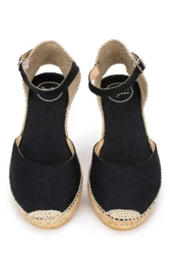 Ladies Linen Wedge Espadrille -Best Fashion Shoes Shop TA09141BLACK 4