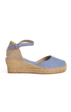 Ladies Linen Wedge Espadrille -Best Fashion Shoes Shop TA09141BLUE 1