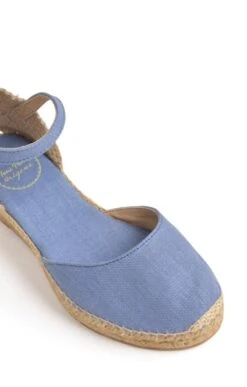 Ladies Linen Wedge Espadrille -Best Fashion Shoes Shop TA09141BLUE 2
