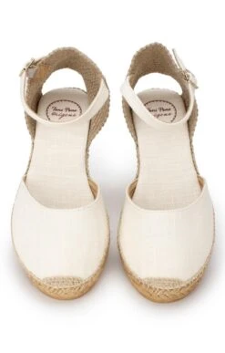 Ladies Linen Wedge Espadrille -Best Fashion Shoes Shop TA09141ECRU 4