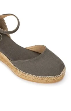 Ladies Linen Wedge Espadrille -Best Fashion Shoes Shop TA09141KHAKI 1