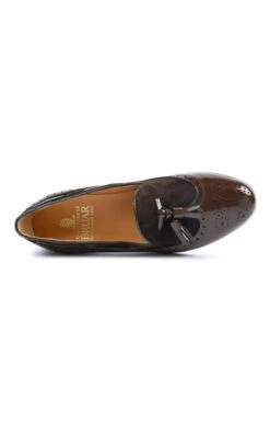 Patent & Suede Tassel Loafer -Best Fashion Shoes Shop TA12132DARKBROWN 1