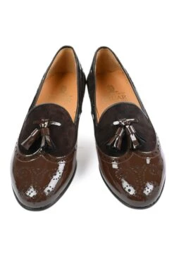 Patent & Suede Tassel Loafer -Best Fashion Shoes Shop TA12132DARKBROWN 4