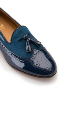 Patent & Suede Tassel Loafer -Best Fashion Shoes Shop TA12132NAVY 3