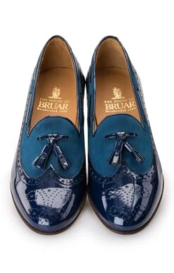 Patent & Suede Tassel Loafer -Best Fashion Shoes Shop TA12132NAVY 4
