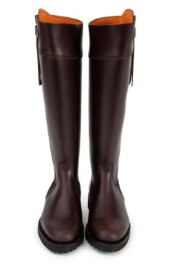 Ladies Chunky Sole Riding Boot -Best Fashion Shoes Shop TA15072DKBROWNLEATHER 5 1