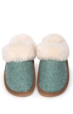 Ladies Shetland Tweed Mule Slippers 23 Ladies Shetland Tweed Mule Slippers -Best Fashion Shoes Shop TA16071GREENHBONE 4
