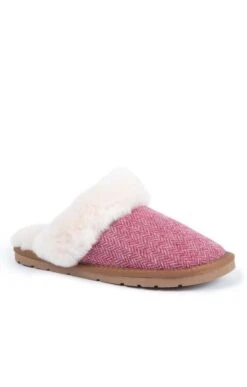 Ladies Shetland Tweed Mule Slippers