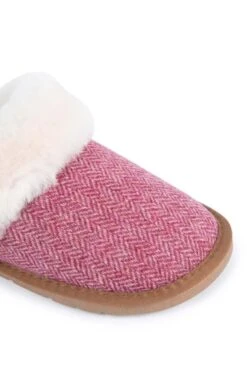 Ladies Shetland Tweed Mule Slippers 24 Ladies Shetland Tweed Mule Slippers -Best Fashion Shoes Shop TA16071PINKHBONE 1