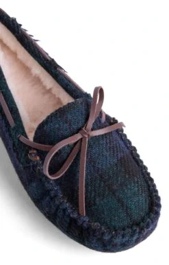 Ladies Harris Tweed Moccasin Slippers -Best Fashion Shoes Shop TA16072BLACKWATCH 3