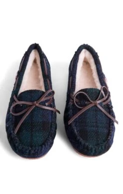 Ladies Harris Tweed Moccasin Slippers -Best Fashion Shoes Shop TA16072BLACKWATCH 4