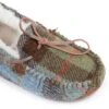 Ladies Harris Tweed Moccasin Slippers