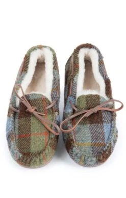 Ladies Harris Tweed Moccasin Slippers -Best Fashion Shoes Shop TA16072BLUEHARRIS 4