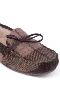 Ladies Harris Tweed Moccasin Slippers -Best Fashion Shoes Shop TA16072CHESTNUTTTN 1