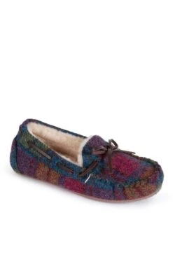 Ladies Harris Tweed Moccasin Slippers -Best Fashion Shoes Shop TA16072RASPHARRIS